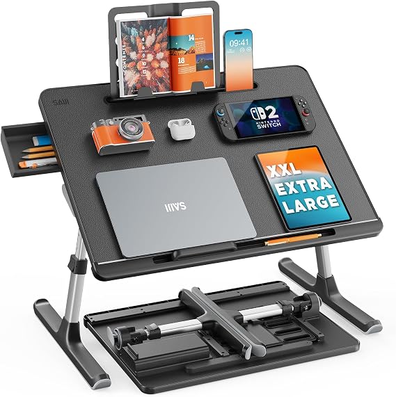 Laptop Lap Desk for Bed, SAIJI X-Large Adjustable Laptop Table