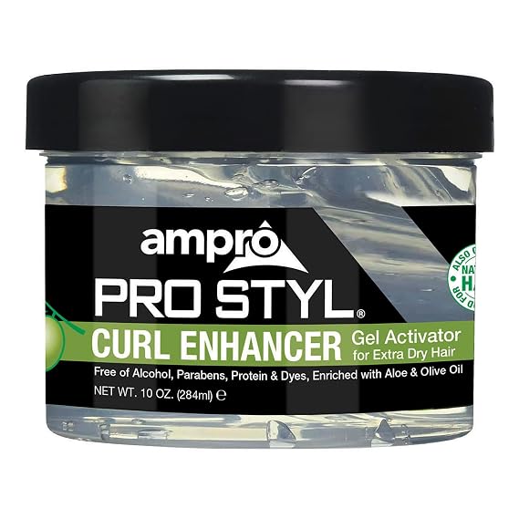 AmPro Pro Styl Curl Enhancer - Gel Activator with Olive Oil to Moisturize and Define Coils and Waves - Helps Protect and Hydrate Hair Shaft - Tames and Adds Shine to Tresses - Extra - 10 oz