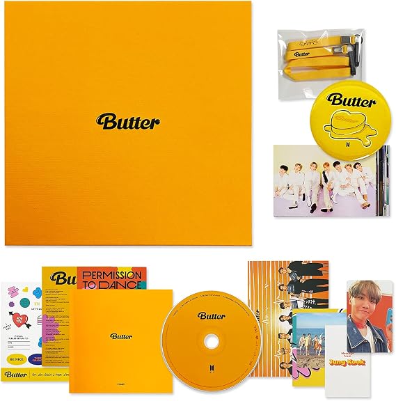 BTS Album BUTTER - [ CREAM Ver. ] CD-R + Photobook + Lyric Cards + Instant Photo Card + Photo Stand + Folded Message Card + Graphic Sticker + Photo Card