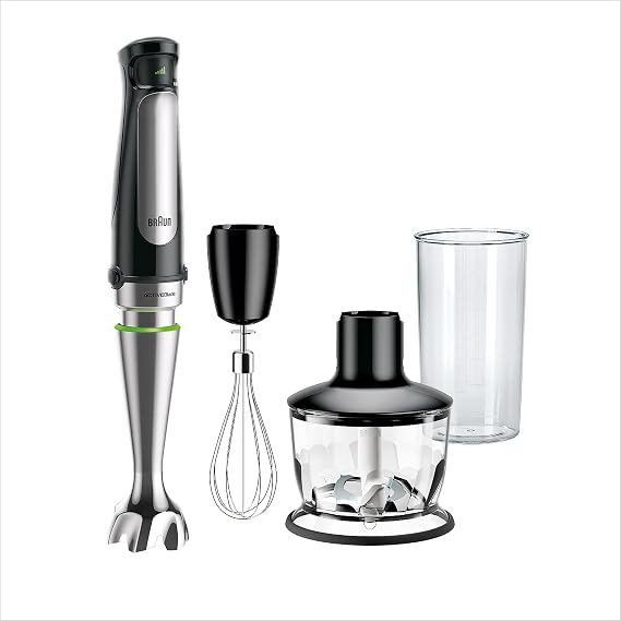 Braun MultiQuick 7 - Hand Blender 1000W, Stick Blender with ACTIVEBlade, Easy SmartSpeed Control, Anti-Splash Design, with Chopper, Whisk & 600ml Beaker (MQ7035X)