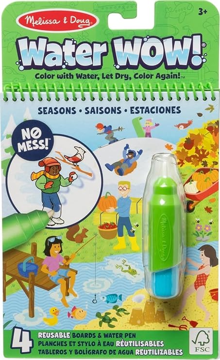Melissa & Doug Lets Explore Water Wow! Seasons Water-Reveal Pad Reusable On The Go Travel Activity - FSC Certified