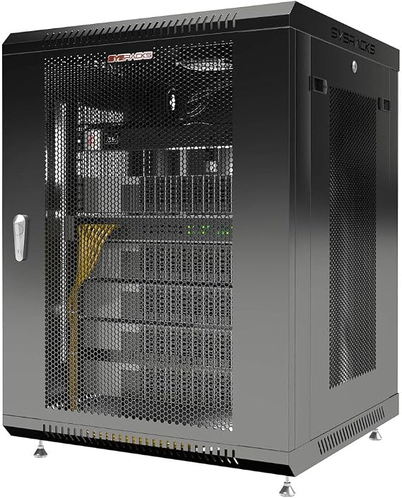 Sysracks 18U Server Rack Cabinet Enclosure | Locking Vented Doors | Network Equipment Rack for Data Centers, IT Rooms, Audio/Video Gear, and Home