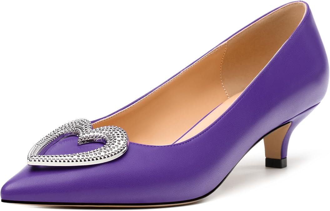 Women's Pumps Shoes Kitten Heels for Women Elegant Pumps Heart Shape Metal Pumps Heels