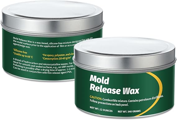MTLEE 2 Pack 12oz Can Mold Release Wax Mold Release Agent, Inexpensive Edge Wax Out for Candle Resin Silicone Removal Larger Molds, 340g Per Can