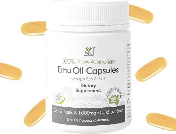 Y Not Natural Pure Emu Oil Capsules Heart, Hair, Joint & Metabolism Support Supplement Pharmaceutical Grade with CLA, Omega 3-6-9, Vitamins K2, A & E, 1000mg, 100 Capsules