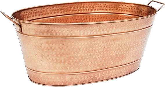 Large Oval Hammered Copper Plated Tub