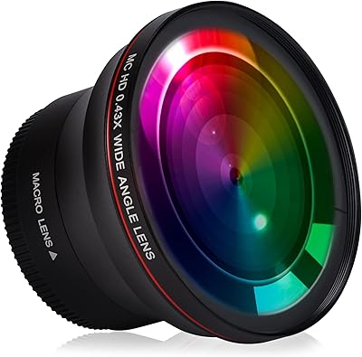 Hisewn 55MM 0.43x Professional HD Wide Angle Lens Macro Portion for Nikon D3400, D3500, D5500, D5600 and Sony Alpha Cameras,Free Lens Clean Cloth Store Bag.
