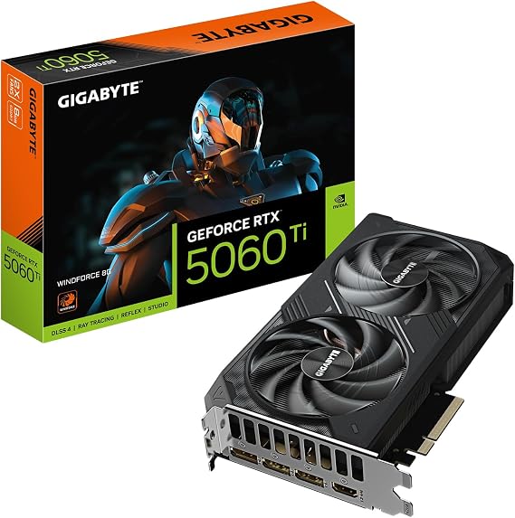 GIGABYTE GeForce RTX 5060 Ti WINDFORCE 8G Graphics Card, 8GB 128-bit GDDR7, PCIe 5.0, WINDFORCE Cooling System, GV-N506TWF2-8GD Video Card
