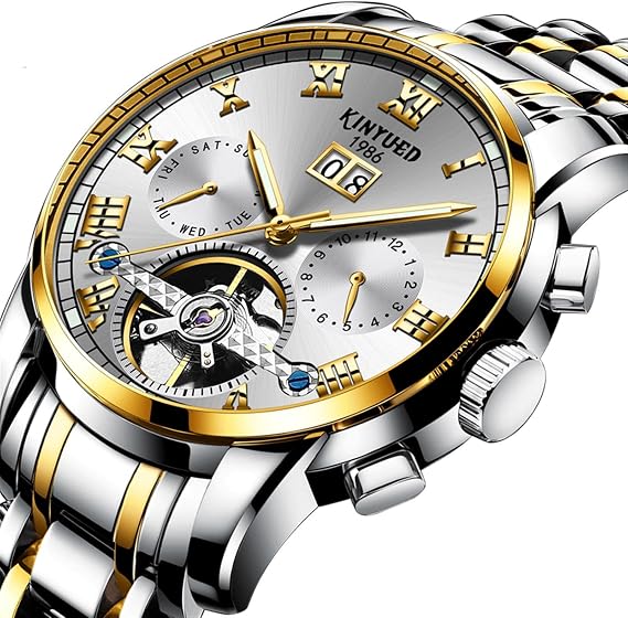 Automatic Men Watches Mechanical Luxury Self Winding Wrist Watch Multi Calendar Stainless Steel Waterproof Wrist Watches for Men