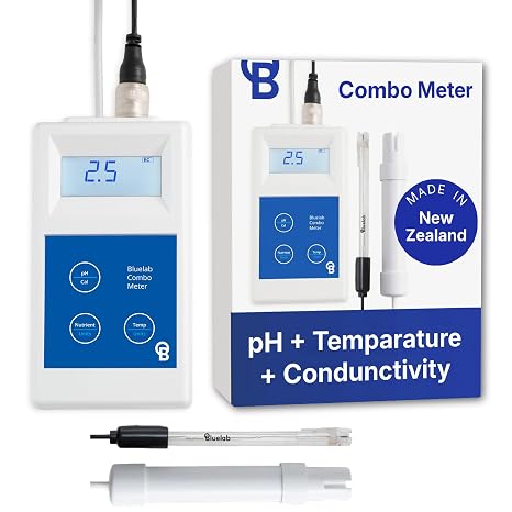 Bluelab Combo Meter for pH, Temperature & Conductivity in Water - Easy Calibration, Digital EC/TDS/PPM Tester for Hydroponics & Indoor Plants (METCOM)