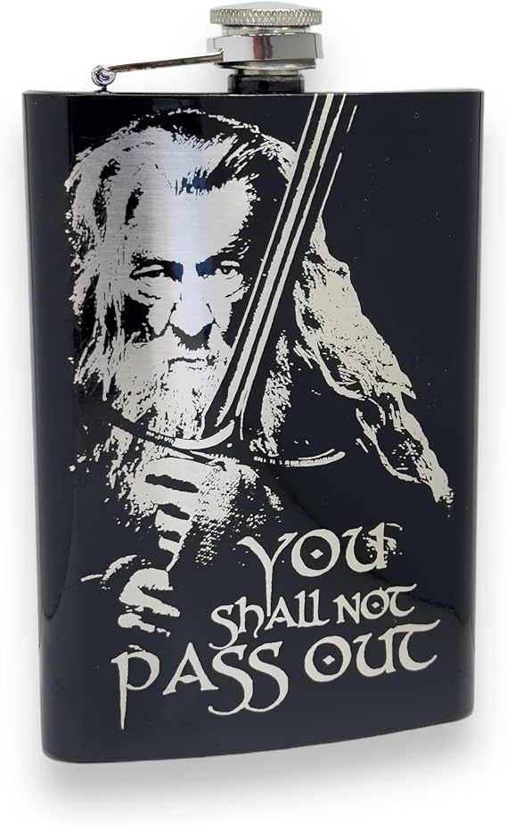8oz BLACK You Shall Not Pass Out Flask