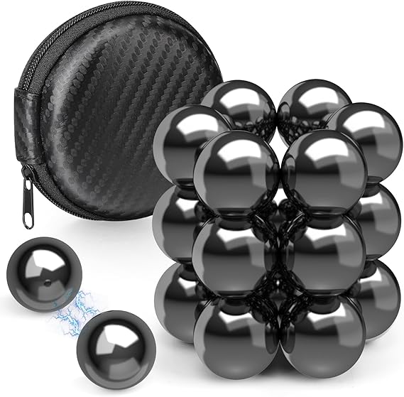 22PCS Round Magnetic Stones Fidget Toy Magnet Science Kit for Adults, Large Hematite Magnet Ball Desk Toy for Men Women, Whiteboard Locker Magnetic Rocks for Home Office
