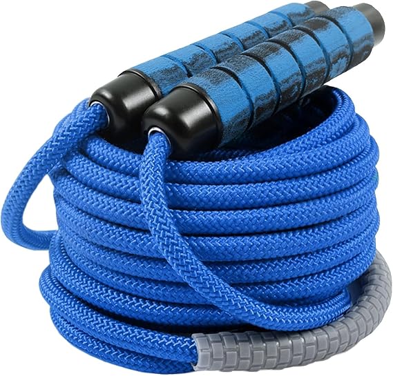23 FT Long Jump Rope for Kids Adults,Double Dutch Jump Rope,Adjustable Skipping Ropes with High-strength Nylon Braided Rope Core,360Rotation Not Entangled,Long Enough for 4-6 Jumpers.Blue