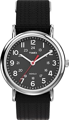 Timex Weekender 38mm Unisex Analog Watch | INDIGLO Backlight | Adjustable Durable Nylon Fabric Slip Through Strap | 24 Hour Time