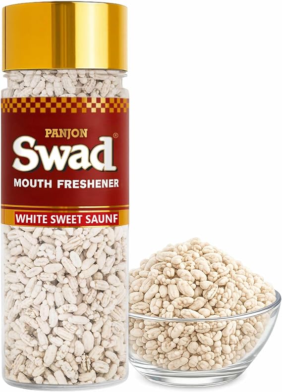 Panjon Swad Mukhwas Mouth Freshener 1 Bottle, 100g (White Sweet SAUNF)