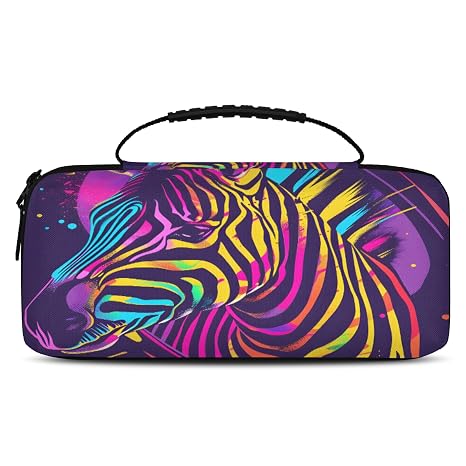 Adornori Zebra Carrying Case Compatible with Nintendo Switch/OLED Travel Carry Case Pouch Holds 20 Game Card Slots for Accessories & Games