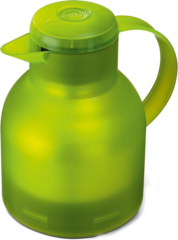 Emsa Samba 505763 Insulated Jug 1 Litre Quick Press Closure 100% Leak-Proof 12 Hours Hot 24 Hours Cold – Translucent Green