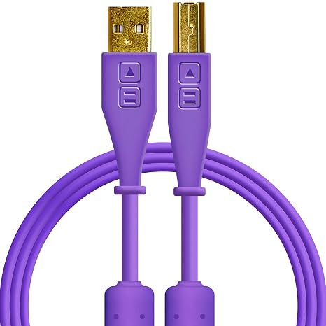DJ TechTools Chroma Cables: Audio Optimized 1.5M USB-A to USB-B Cable (Purple)