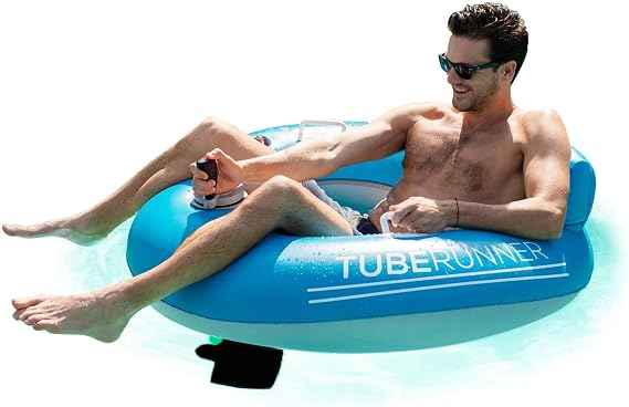 Poolcandy Tube Runner Motorized Pool Tube, Deluxe Inflatable Motorized Pool Float, Battery-Powered Motor, Great for Pool, Lake, Adults, Teens, Kids