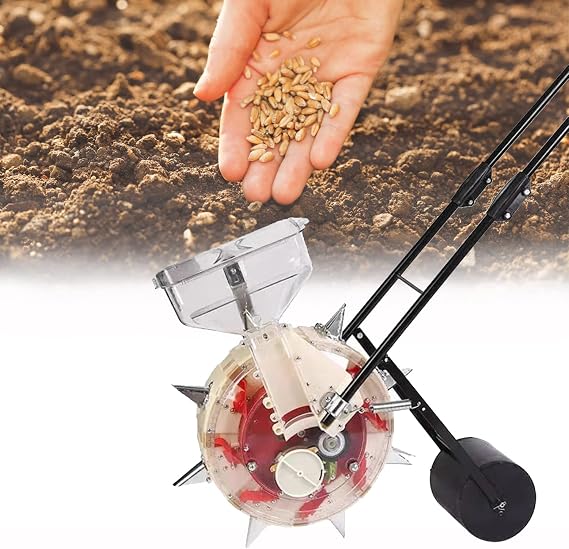 Manual Planter with 5 Seed Wheels, Corn Cotton Soybean Peanut Seeder, Precision Garden Seeder, Portable Gardening Sowing Tools, for Yard Garden Lawn,8 Mouths