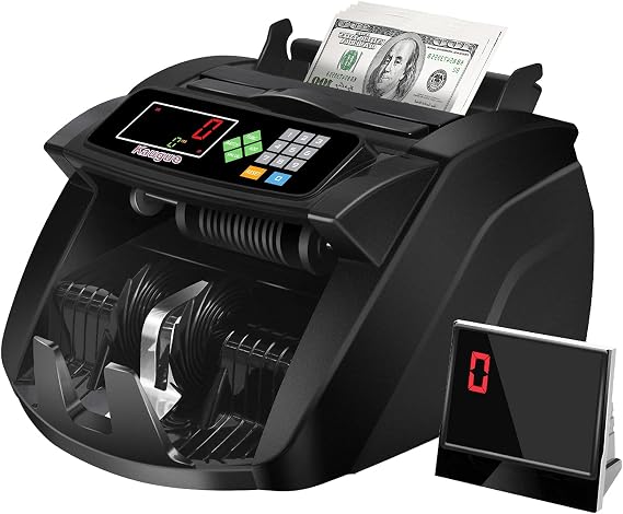 Money Counter Machine with UV/MG/IR Detection, Kaegue Bill Counting Machine with Counterfeit Cash Detection - Batch/Add/Modes, 1,400 Notes Per Minute (Value Count)