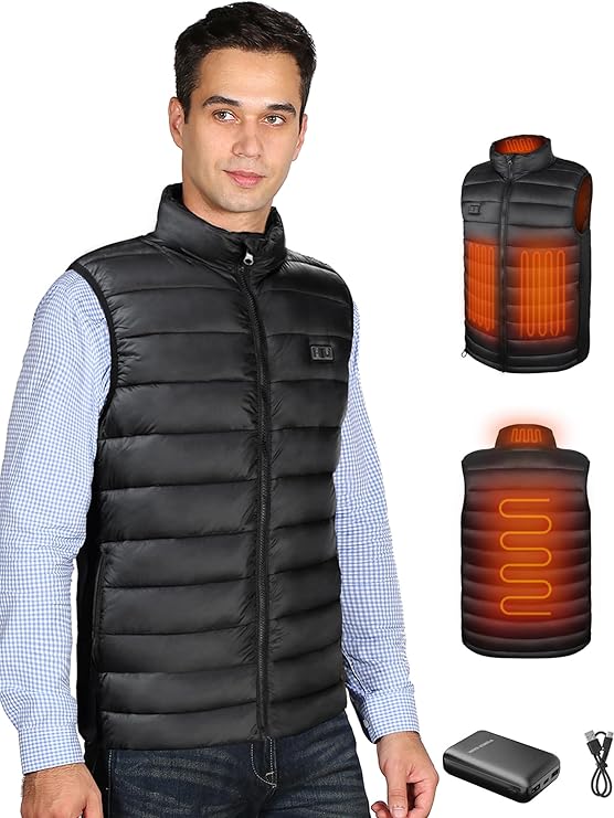 Heated Vest for Men with 7.4V 10000mAh Battery Pack, Gifts for Men, Rechargeable Men's Heated Vest, Gifts for Him