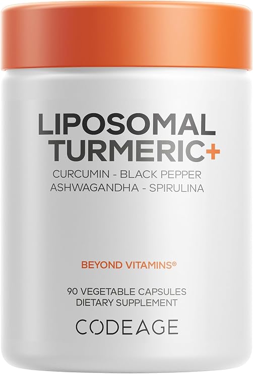 Codeage Liposomal Turmeric Supplement, Ashwagandha, Ginger, 90 Capsules