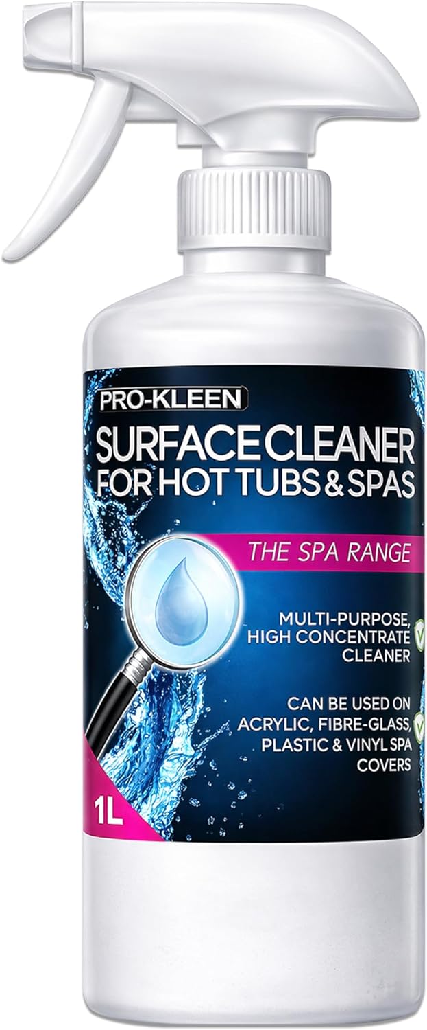 Pro-Kleen Hot Tub & Spa Surface Cleaner Spray - Removes Dirt, Oil & Grease - Suitable for Gold Plate, Brass, Plastic, Acrylic & Fibreglass. 1 Litre
