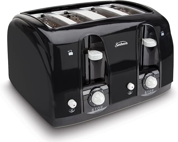 Sunbeam Wide Slot 4-Slice Toaster, Black (003911-100-000)