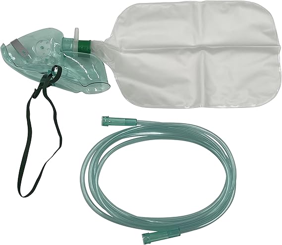 1pk Adult Elongated Non-Rebreather Oxygen Mask w/6.8Ft Crush Resistant Tubing