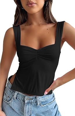 Women Cute Crop Tank Top Teen Girls Summer Trendy Sexy Y2K Strappy Going Out Tops