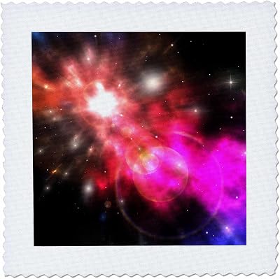 22x22 inch Quilt Square - Galaxy of Colors Bright Colors in Science Fiction Space Scene of Stars Planets Gases Designs Science Fiction