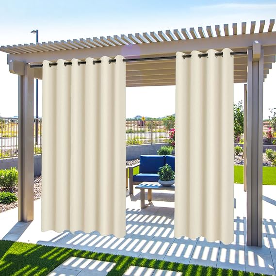 MINGPINHUIUS Gazebo Patio Outdoor Curtains Waterproof (52"x83.9", 1 Panel)
