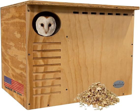 JCS Wildlife Barn Owl Nesting Box: Do It Yourself Assembly Kit Owl House- Build Your Own Barn Owl Box - Screws, Mounting Hardware, Instructions and Nesting Material Included