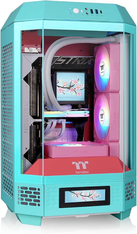 Thermaltake Tower 250 mITX Mini Tower; 2x120mm CT Fans Included; 360mm Radiator Support; 360mm GPU Clearance; Dual Chamber; Mint Strawberry; CA-1Z9-00SLWN-00