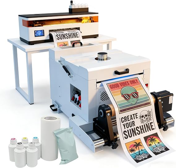 Stable industrialized Print Head A3+ XP600 DTF Printer -Fast Printhead Transfer for Faster DTF Printing on T-Shirt Fabrics.with Automatic Shaking Heating Machine.