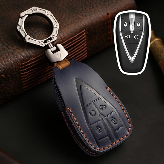 Leather Key Shell Car Key,Fob Case Smart Remote Key Cover,Zinc Alloy Protection Car KeyShellKeychai(for Chang'an Series)