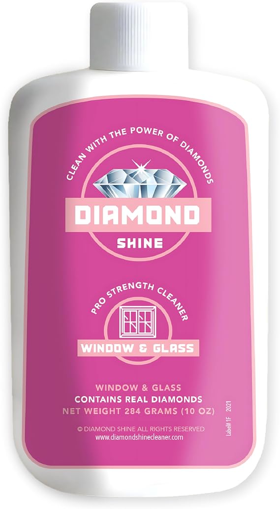 Diamond Shine Professional Glass & Window Cleaner & Polish, 10oz Diamond-Infused Formula Removes Hard Water Stains, Calcium, Lime & Rust from Shower Doors & Windows