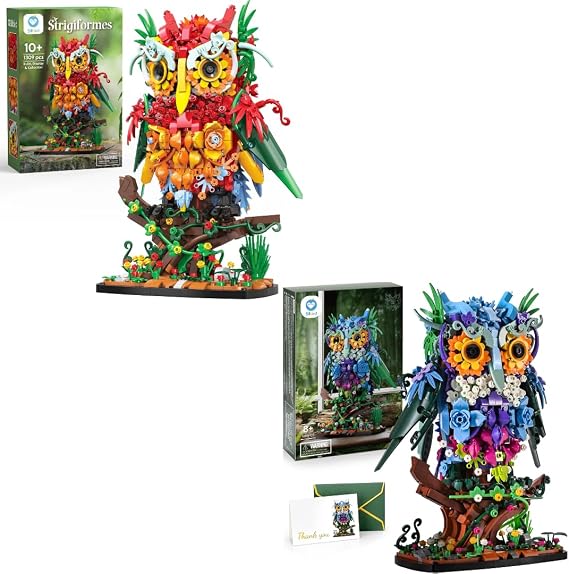 Sillbird Flower Owl Building Sets for Adults Halloween Creative Gift Ideas for Women Men Mom Her