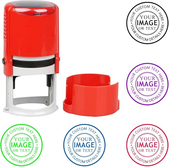Custom Logo Stamp with Case Personalized Image Self Inking Stamper Customized Business Icon Text Seal-4 Different Sizes