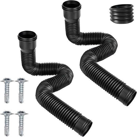 Rain Gutter Downspout Extensions Flexible, Drain Downspout Extender,Down Spout Drain Extender, Gutter Connector Rainwater Drainage,Extendable from 18.5 to 59 Inches, Screws for Included (A-2 Pack)