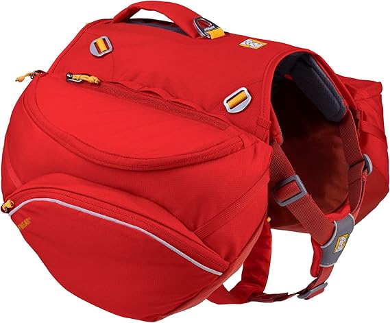 Ruffwear, Palisades Dog Backpack, Red Sumac, Large/X-Large | Multi-Day Pack with Removable Saddlebags, 6-Point Adjustment, Padded Handle, Breathable Adjustable Harness, Beacon Light Loop