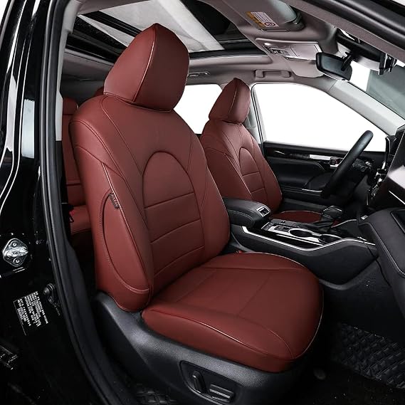EKR Custom Fit Pilot Seat Covers for Select Honda Pilot LX,EX 2016 2017 2018 2019 2020 2021 2022 -Three Rows,Leather (Burgundy)