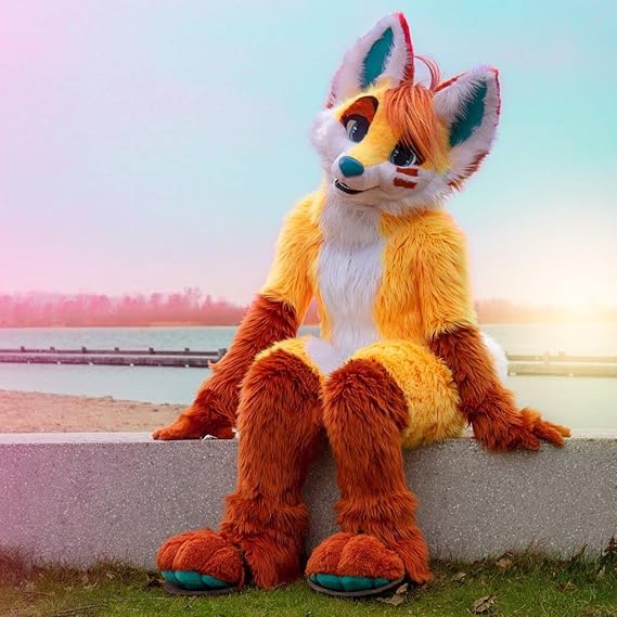 Japan Kemono Kawaii Yellow Husky Fursuit Teen Costumes Caribou Full Furry Suit Fursona Kigurumi Digitigrade Anime, As Photo