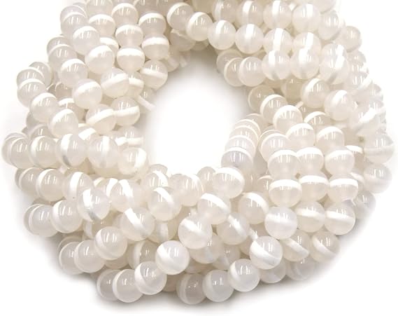 Tibetan Agate Beads | Dzi Beads | Dyed White Glossy Striped Round Gemstone Beads - 6mm 8mm 10mm 12mm Available - 6mm