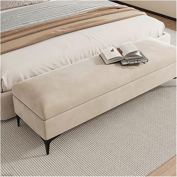 Ottoman Storage Bed End Bench, Storage Bench for Bedroom End of Bed, Ottoman Footstool with Storage Bins, Ottoman with Storage for Living Room, Velvet Ottoman Rangem Bench