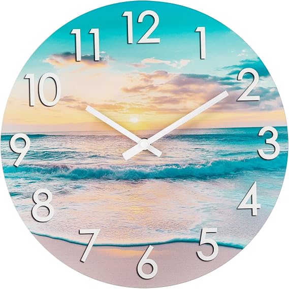 Outdoor Clock Waterproof 14 Inch Beach Coastal Decorative