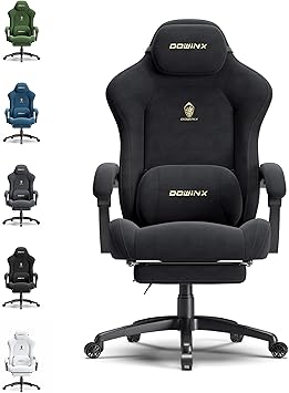 Dowinx Big and Tall Gaming Chair, Suede Fabric Game Chair with Pocket Spring Cushion, High Back Gamer Chair Ergonomic with Footrest for Adults Office, 440LBS, Black