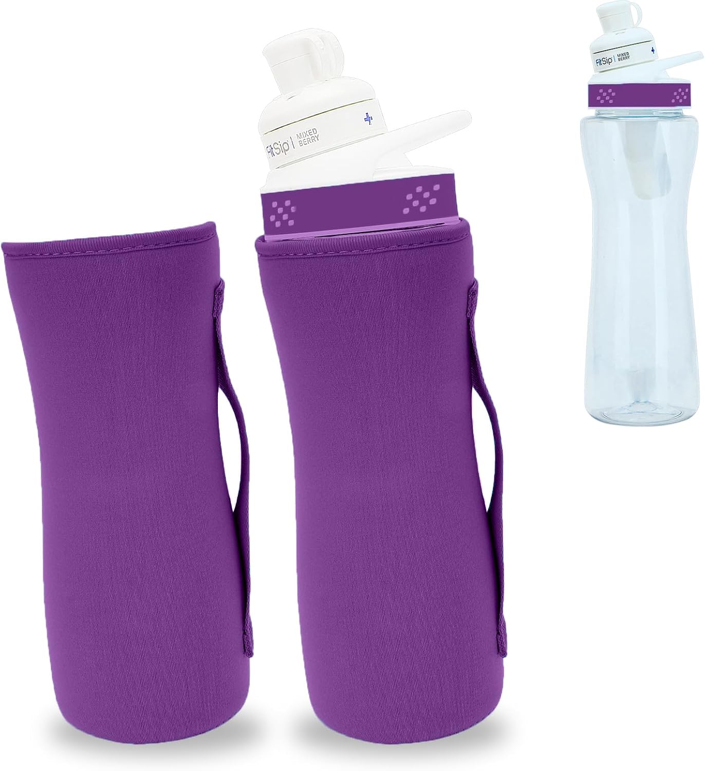 32oz Sleeve Compatible with Cirkul Water Bottle, Bottle Sleeve for Cirkul Plastic & Stainless Steel Bottle, Neoprene Insulated Water Bottle Cover for Retaining Temperature (2Pcs, Purple)