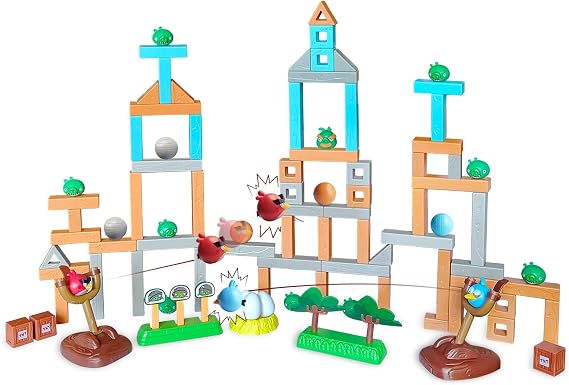 ROLOSO Angry Birds Toys Playsets Build N Launch Construction Brick Assembly Building Blocks Sets Pig City Strike 2 Takedown Space Planet Game Catapult Slingshot Gift Box
